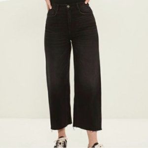 NWOT frank & oak nina wide leg black jeans - size 31 - raw hem cropped - EUC